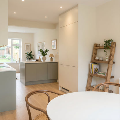 Ladder Solid Wood Bookshelf 4 Tier – Natural Finish Open Bookcase, Rustic Scandinavian Design