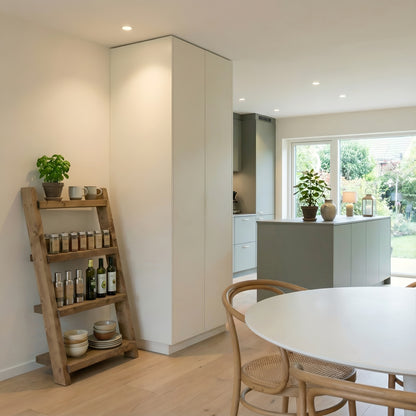 Ladder Solid Wood Bookshelf 4 Tier – Natural Finish Open Bookcase, Rustic Scandinavian Design