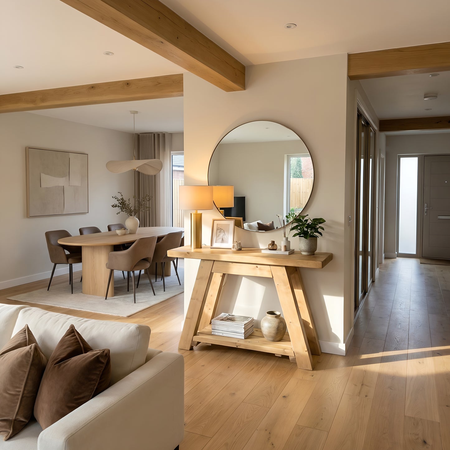 DASI Light Oak Colour Console Table With Shelf