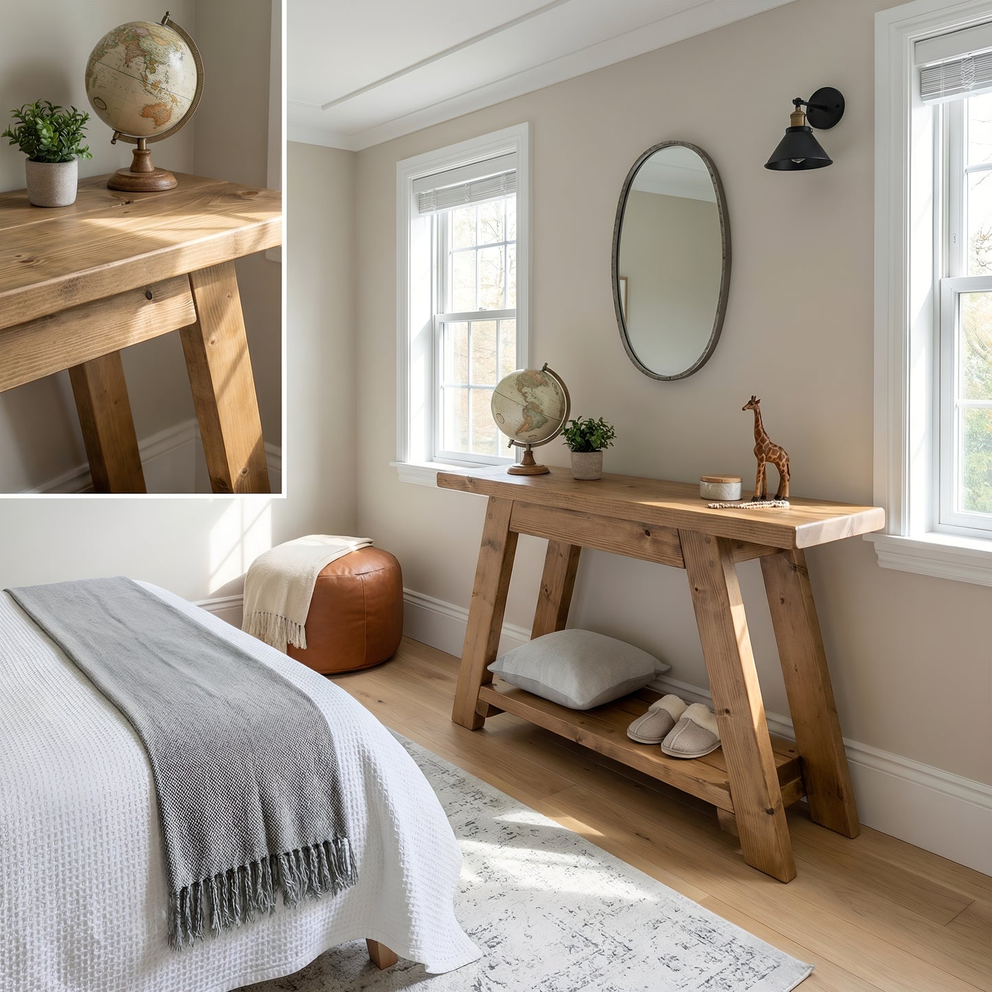 DASI Light Oak Colour Console Table With Shelf