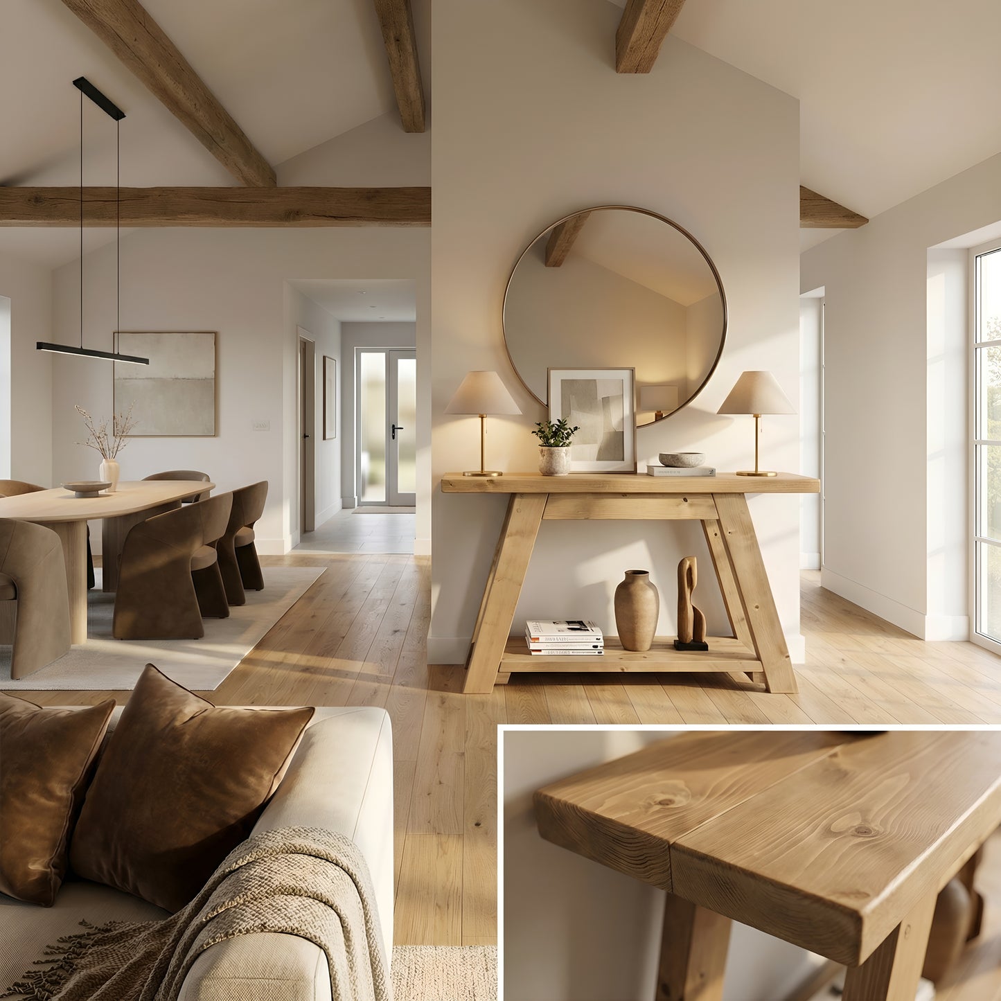 DASI Light Oak Colour Console Table With Shelf