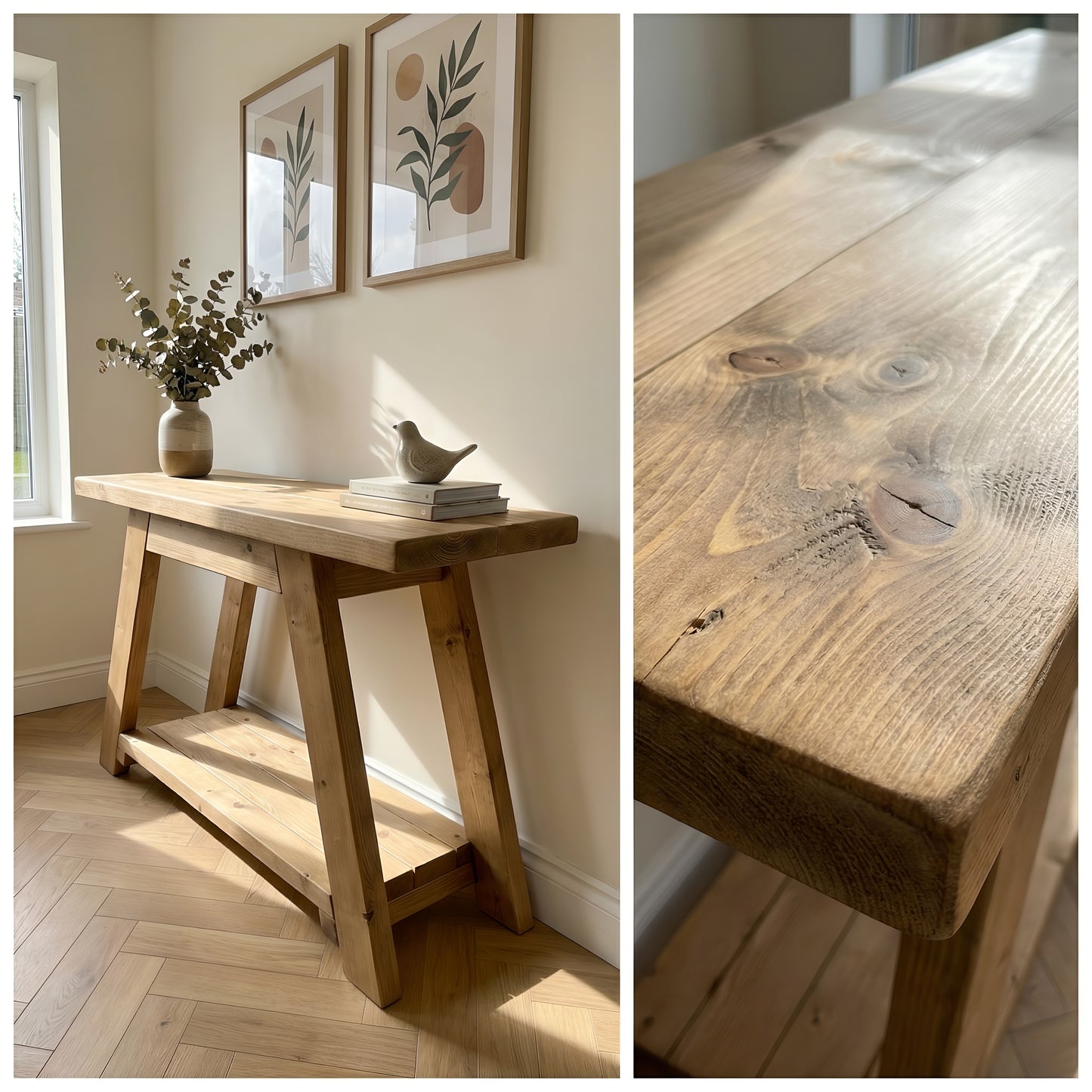 DASI Light Oak Colour Console Table With Shelf