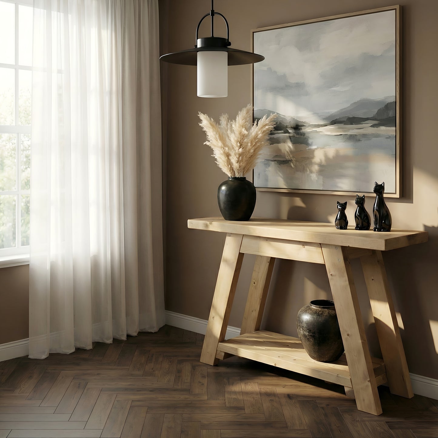 DASI Light Oak Colour Console Table With Shelf