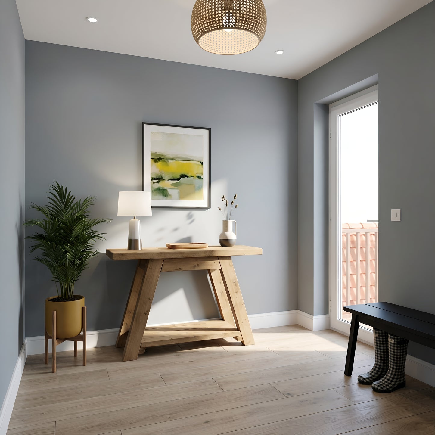 DASI Light Oak Colour Console Table With Shelf