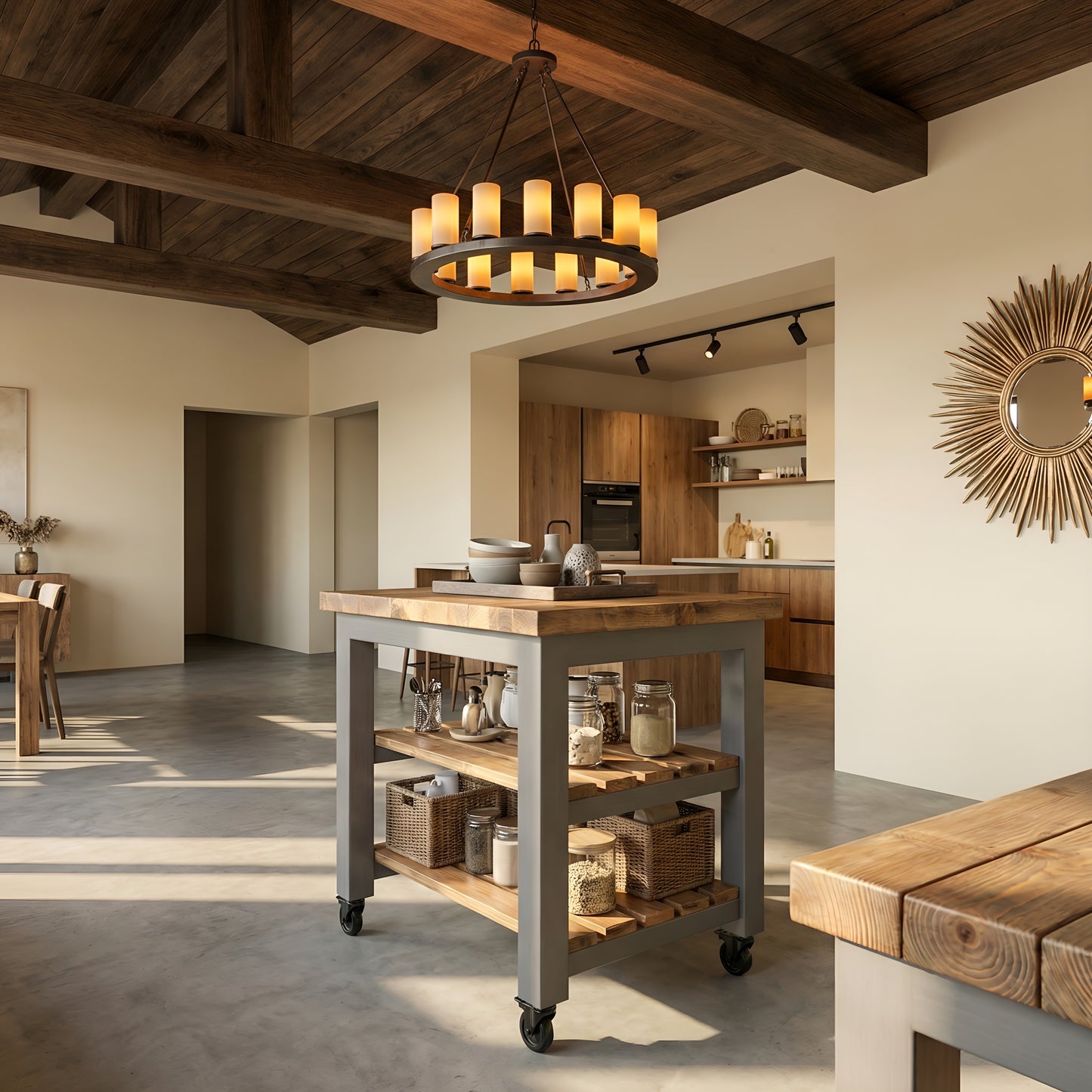 LOLA Kitchen Island / Breakfast Bar / Rustic Island On Casters / Wheels