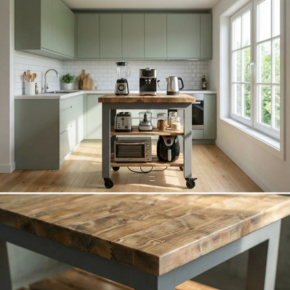 LOLA Kitchen Island / Breakfast Bar / Rustic Island On Casters / Wheels
