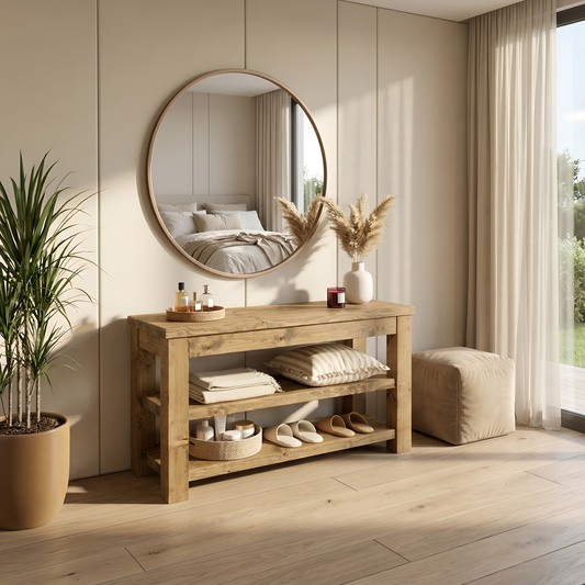 MIRA Solid Wood Console With Shelves