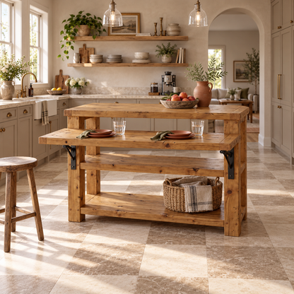 MONTROSE Kitchen Island With Foldable Table / Extandable Breakfast Bar / Rustic Island