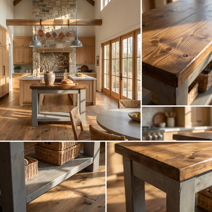 NESTON Kitchen Island / Breakfast Bar / Rustic Grey Painted Island