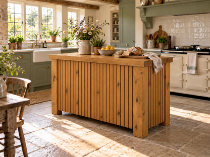 NORCLIFFE Fluted Doors Kitchen Island / Breakfast Bar / Rustic Island