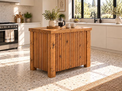 NORCLIFFE Fluted Doors Kitchen Island / Breakfast Bar / Rustic Island