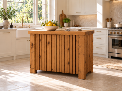 NORCLIFFE Fluted Doors Kitchen Island / Breakfast Bar / Rustic Island