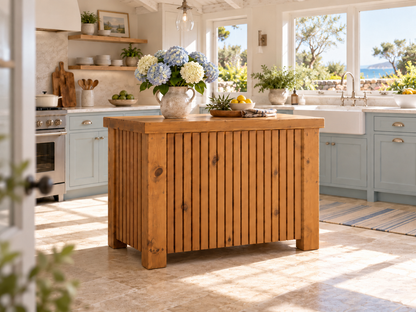 NORCLIFFE Fluted Doors Kitchen Island / Breakfast Bar / Rustic Island