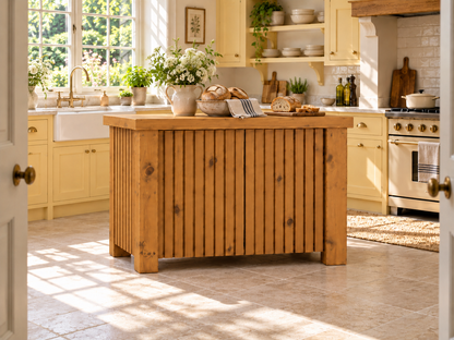 NORCLIFFE Fluted Doors Kitchen Island / Breakfast Bar / Rustic Island