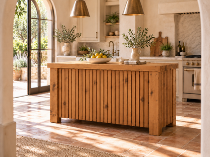 NORCLIFFE Fluted Doors Kitchen Island / Breakfast Bar / Rustic Island
