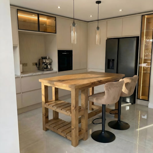 NORVIK Solid Wood Kitchen Island With Shelf / Breakfast Bar