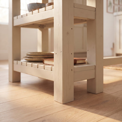 NORVIK Cashmere Solid Wood Kitchen Island With Shelf / Breakfast Bar