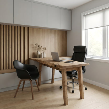 NORWOOD Live Edge Solid Wood Study / Office / Computer Desk Table With Wooden Legs