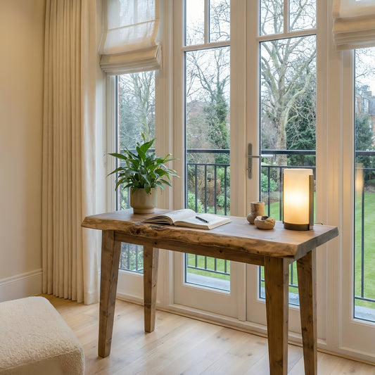 NORWOOD Live Edge Solid Wood Study / Office / Computer Desk Table With Wooden Legs