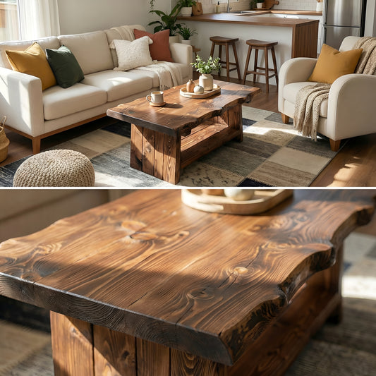 ORIN Chunky Live / Waney Edge Coffee Table With Shelf