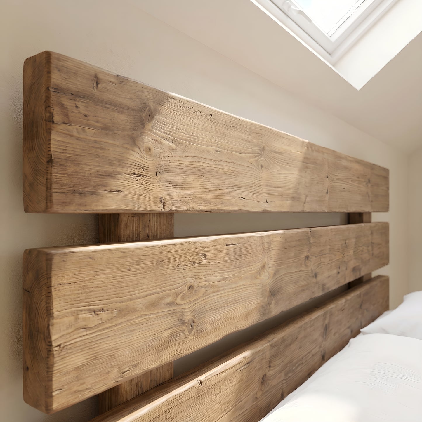 Orvix Bed Frame 30cm High  / Chunky Solid Rustic Pine Bed with Headboard