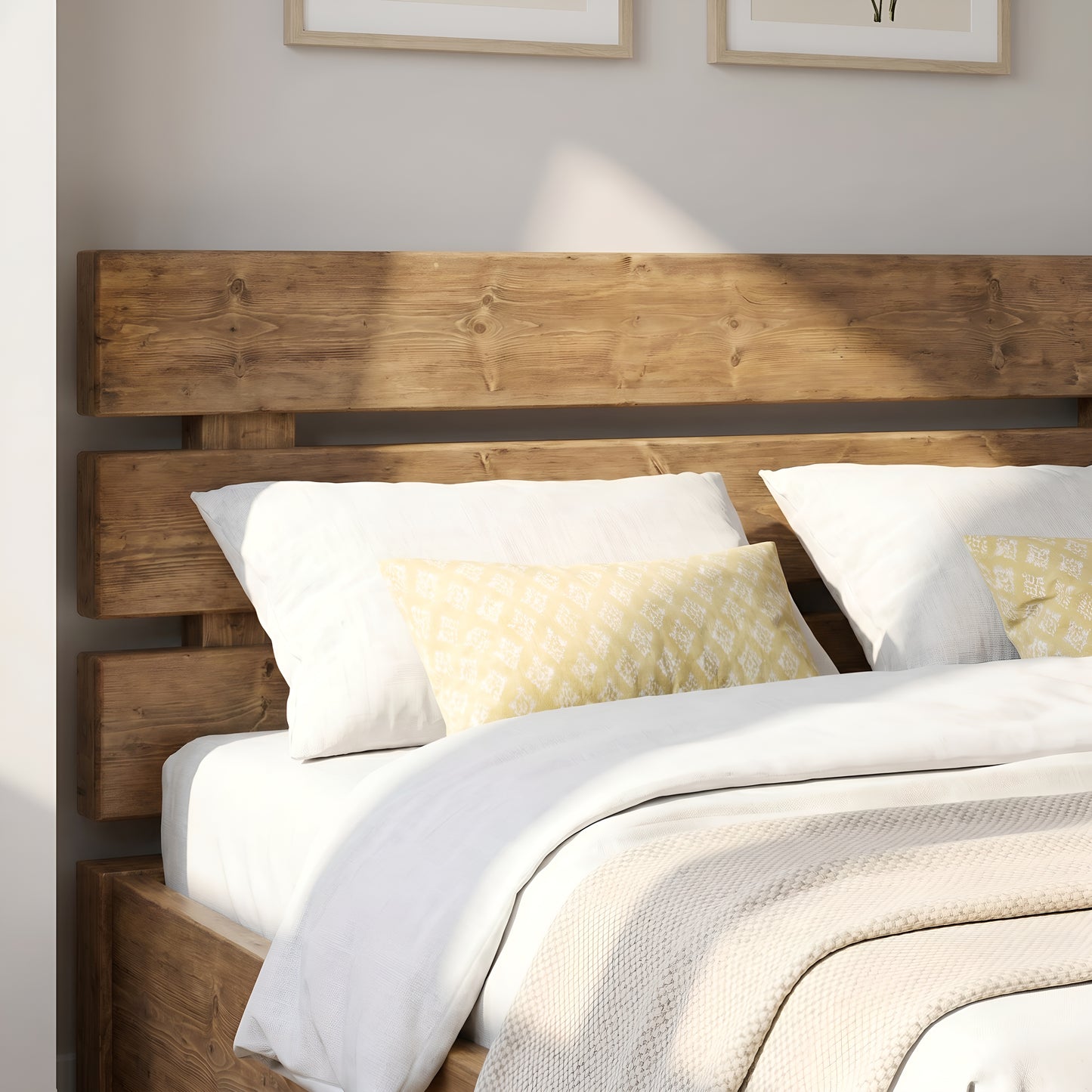 Orvix Bed Frame 30cm High  / Chunky Solid Rustic Pine Bed with Headboard