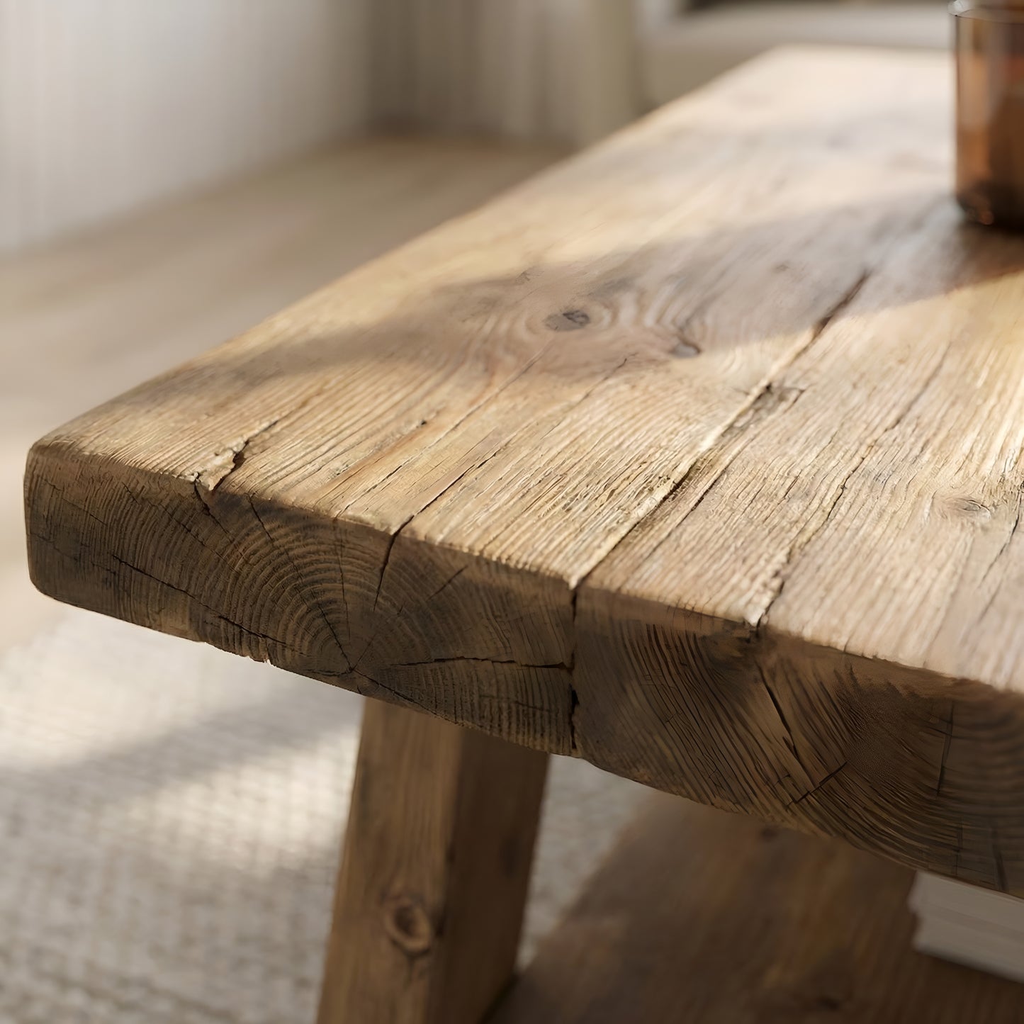 OSSO Rustic Wooden Coffee Table With Shelf