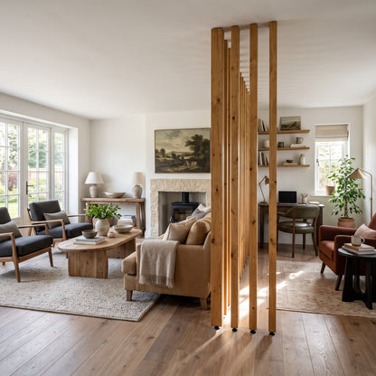 Slatted Room Divider / Solid Wood Floor to Ceiling / Timber Partition