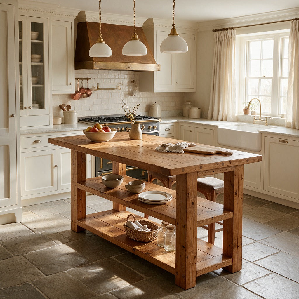 PEMBREY Kitchen Island With Overhang / Breakfast Bar / Rustic Island