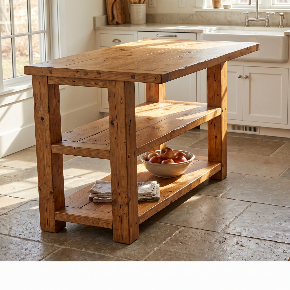 PEMBREY Kitchen Island With Overhang / Breakfast Bar / Rustic Island