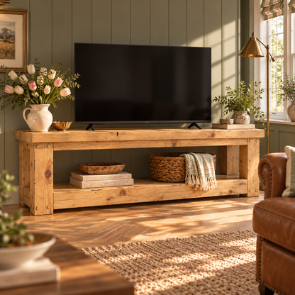 POLO Light Oak Colour TV Unit Solid Wood Console Table
