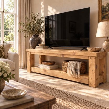 POLO Light Oak Colour TV Unit Solid Wood Console Table