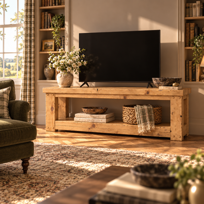 POLO Light Oak Colour TV Unit Solid Wood Console Table