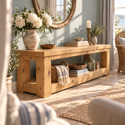POLO Light Oak Colour TV Unit Solid Wood Console Table