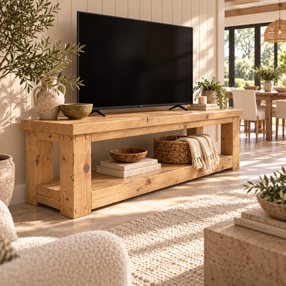 POLO Light Oak Colour TV Unit Solid Wood Console Table
