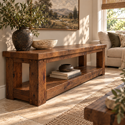 POLO Walnut Colour TV Unit Solid Wood Console Table