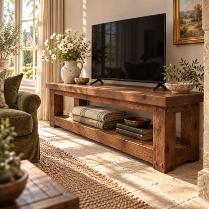 POLO Walnut Colour TV Unit Solid Wood Console Table
