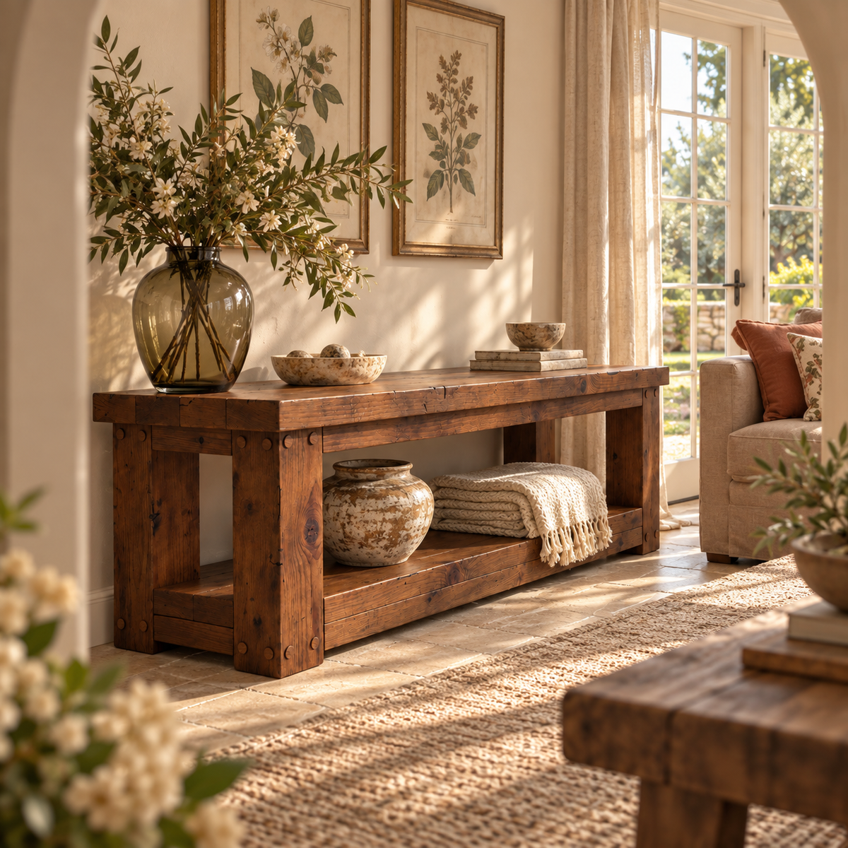 POLO Walnut Colour TV Unit Solid Wood Console Table