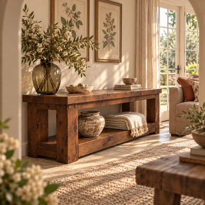 POLO Walnut Colour TV Unit Solid Wood Console Table