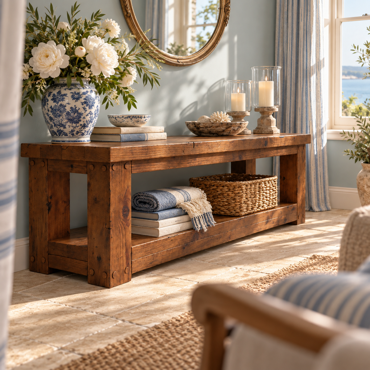 POLO Walnut Colour TV Unit Solid Wood Console Table