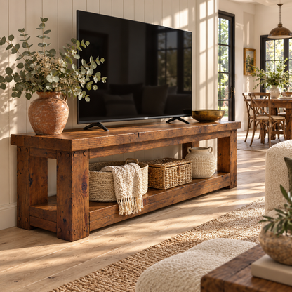 POLO Walnut Colour TV Unit Solid Wood Console Table