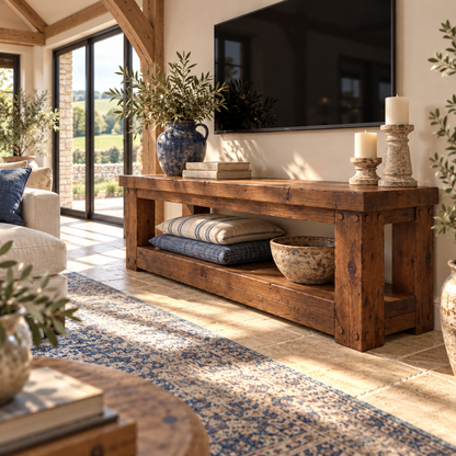 POLO Walnut Colour TV Unit Solid Wood Console Table