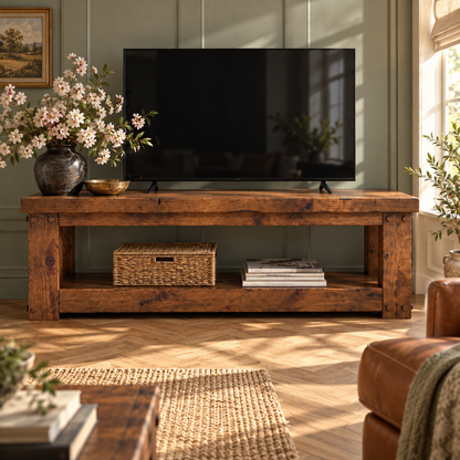 POLO Walnut Colour TV Unit Solid Wood Console Table