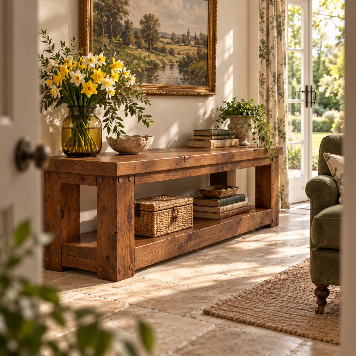 POLO Walnut Colour TV Unit Solid Wood Console Table