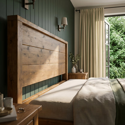 RIVENWOOD Bed Frame 40cm High  / Chunky Solid Rustic Pine Bed with Headboard