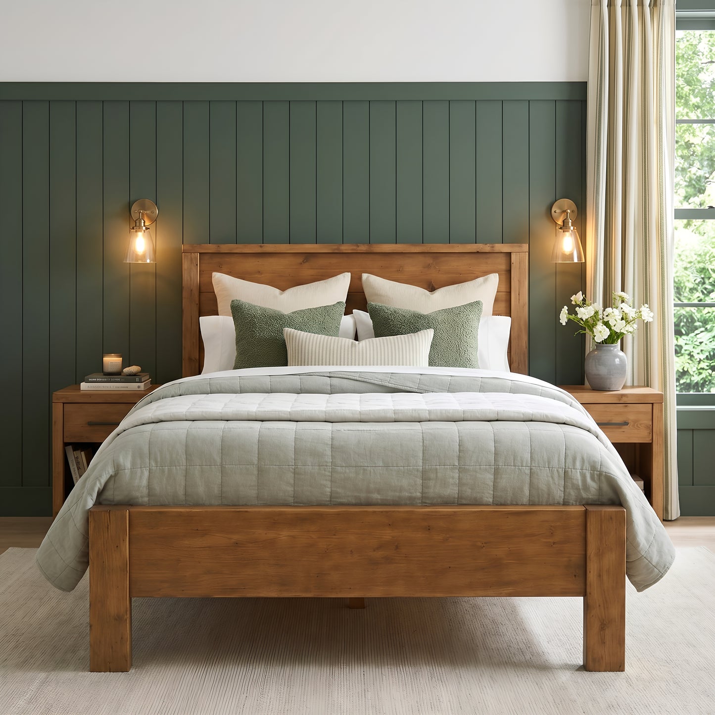 RIVENWOOD Bed Frame 40cm High  / Chunky Solid Rustic Pine Bed with Headboard