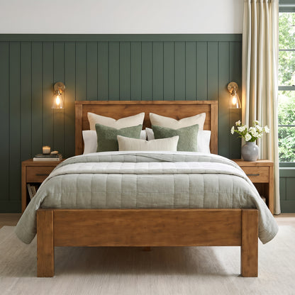 RIVENWOOD Bed Frame 40cm High  / Chunky Solid Rustic Pine Bed with Headboard