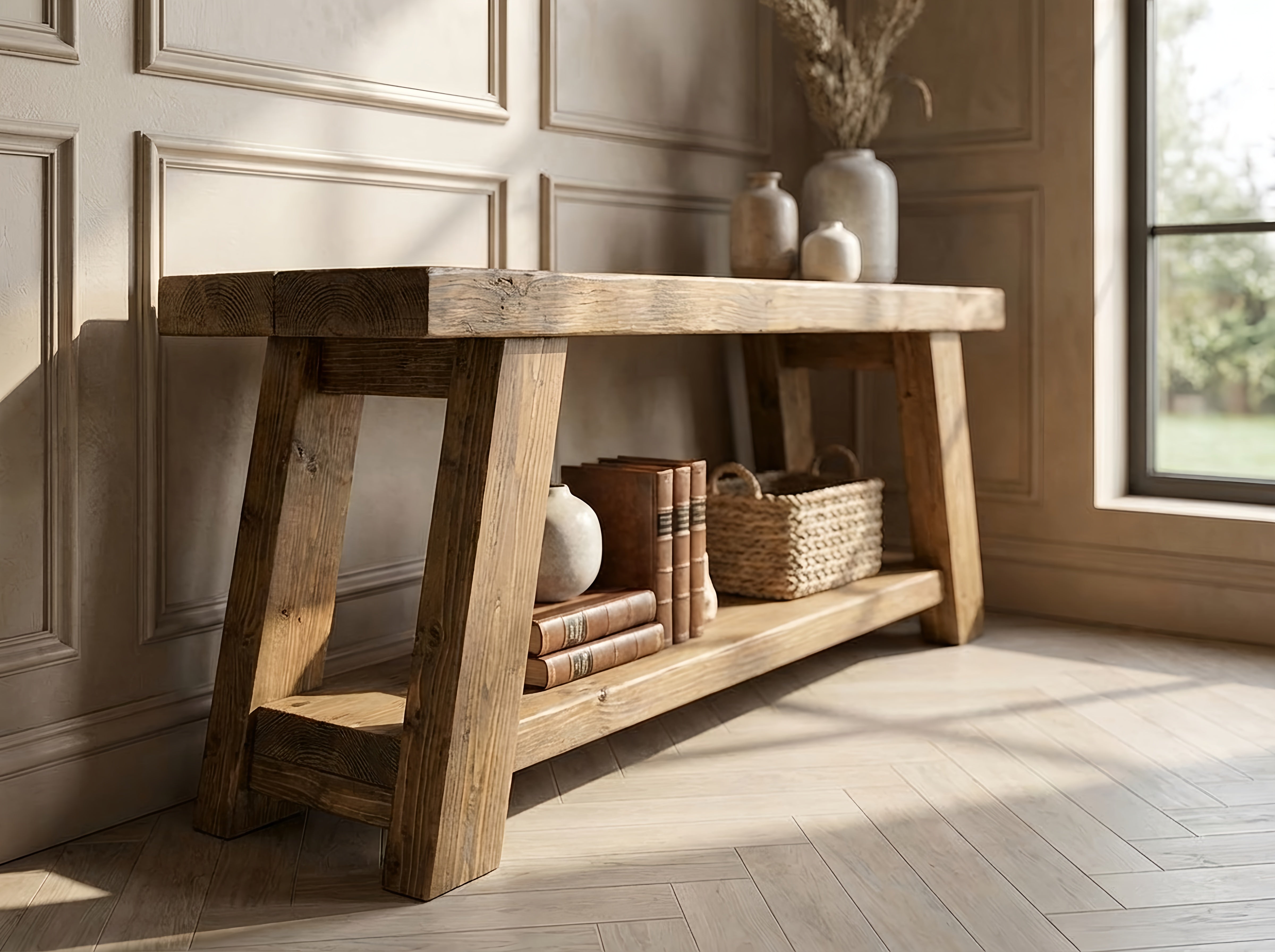 ROME Solid Wood Chunky TV Unit / Bench – Tribe Joinery