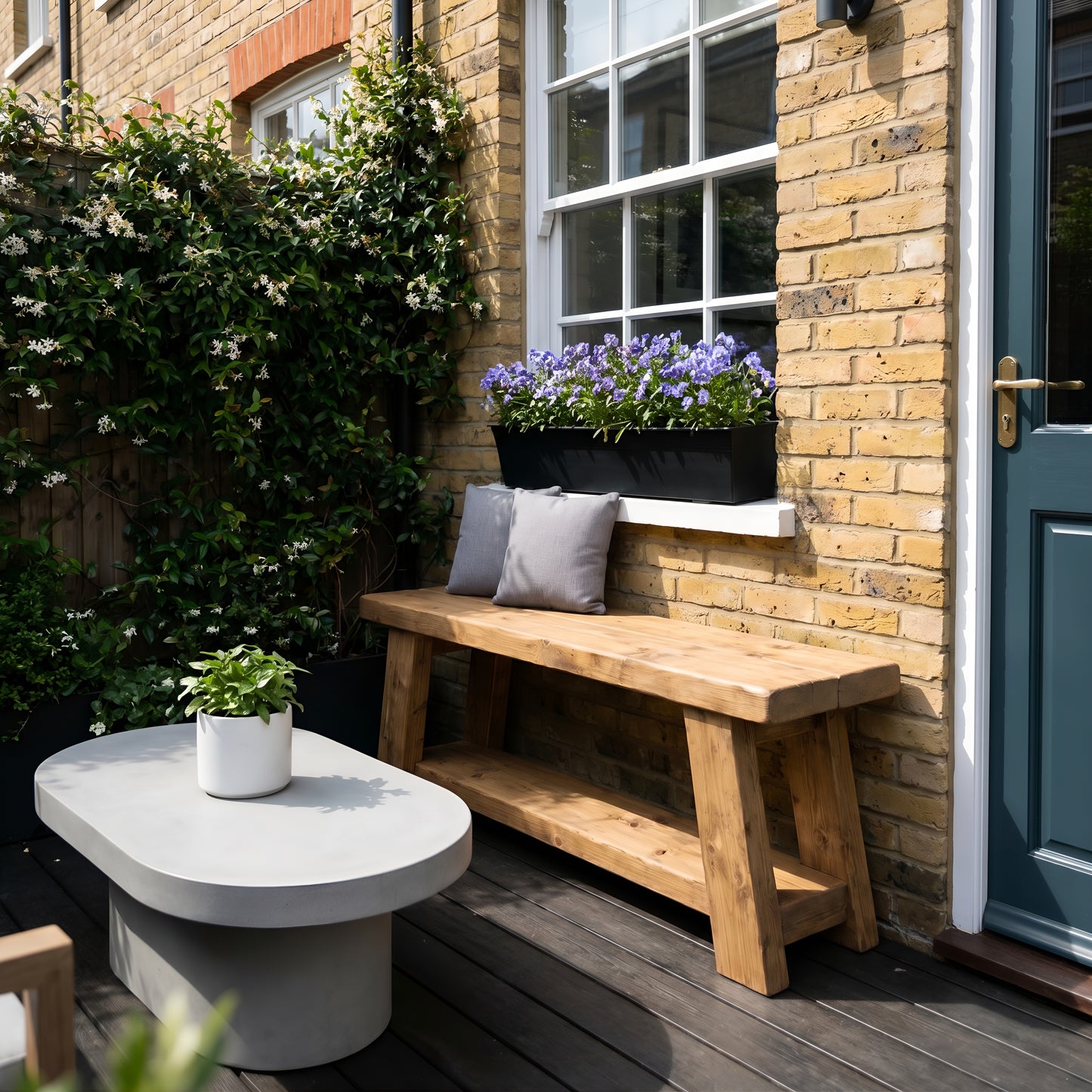 ROME Outdoor Bench Solid Wood Chunky Garden Patio Bench Seat