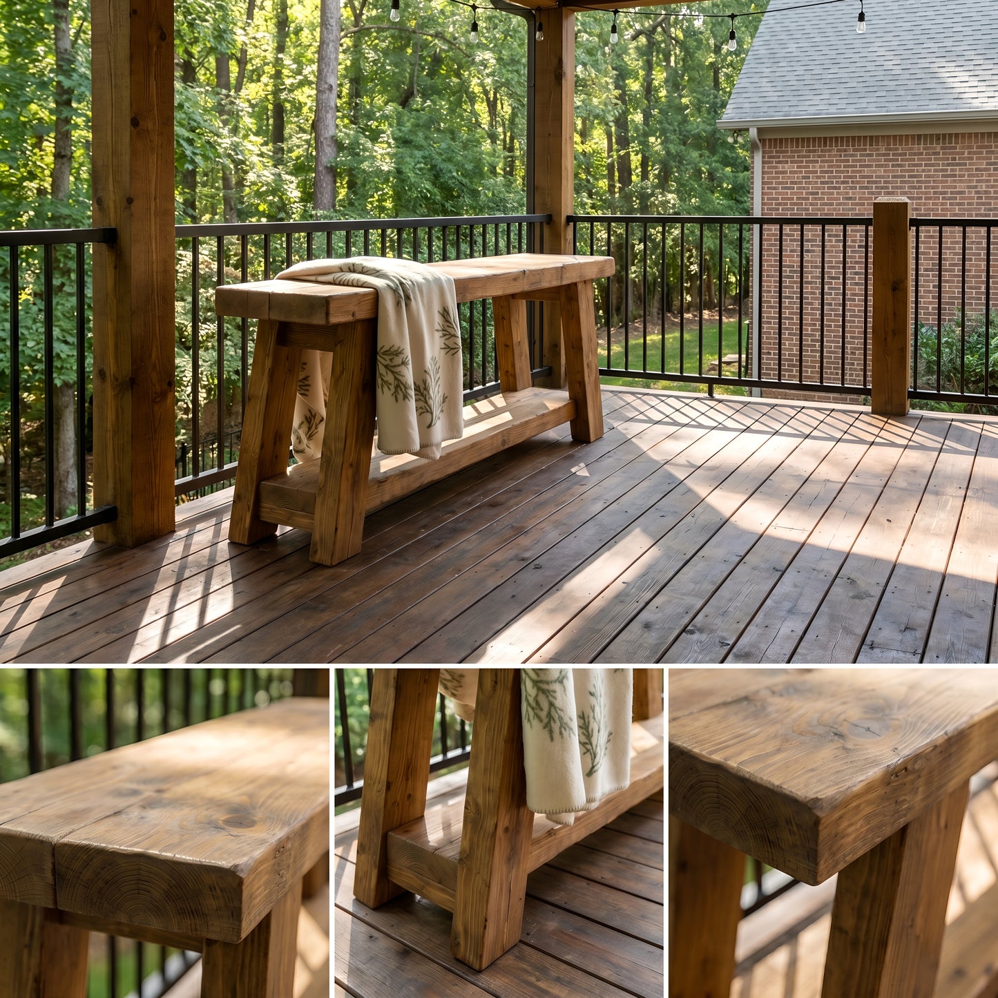 ROME Outdoor Bench Solid Wood Chunky Garden Patio Bench Seat